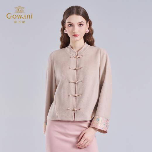 乔万尼新品新中式东方美学盘扣羊毛驼绒混纺短款大衣ED4B756 商品图2