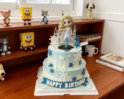 【臻品系列】---【冰雪艾莎】送女孩、周岁生日蛋糕 商品图1