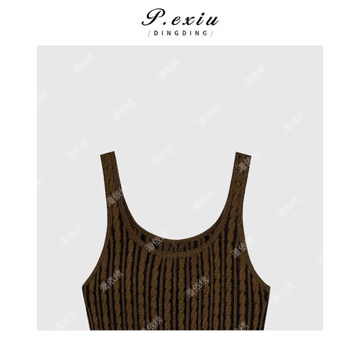 04-3潘依绣丁丁宠粉法式浪漫竖纹麻花吊带连衣裙 Q89051 商品图2