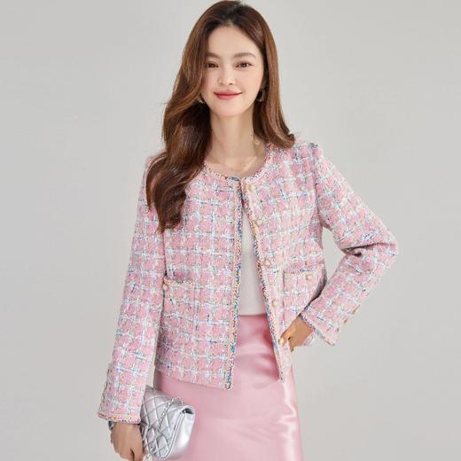 「预售」「高货sh」全新升级【铂金会员404/天猫539/差价135】(00506)洛诗琳法式轻奢编织格纹外套2026春季新款高级感粗花呢小香风外套 商品图2