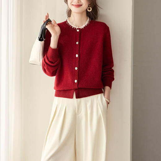 「自」全新升级【铂金会员192/天猫259/差价67】(74051)洛诗琳韩系蕾丝拼接针织上衣2026春季新款减龄显瘦针织开衫女 商品图3