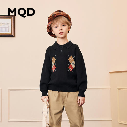 【秒2】【MQD】【专柜同款】童装男童毛衣秋冬复古翻领儿童针织衫 商品图0