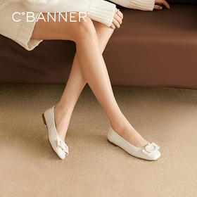 【上新】千百度低跟平底浅口单鞋女2026春季新款蝴蝶结小香风晚晚羊皮鞋A26186626