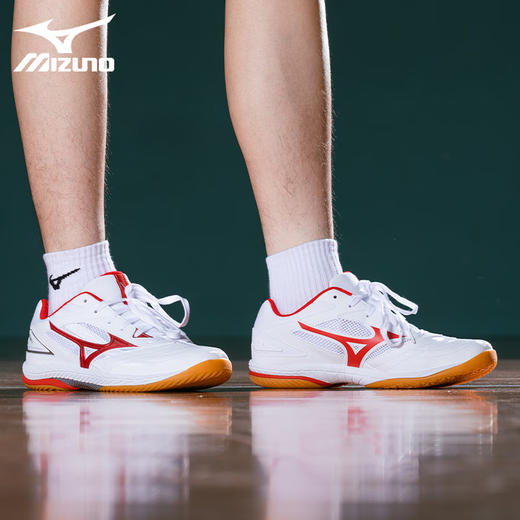 Mizuno美津浓乒乓球鞋81GA220521美津浓9代专业乒乓球运动鞋白红/银色 商品图3