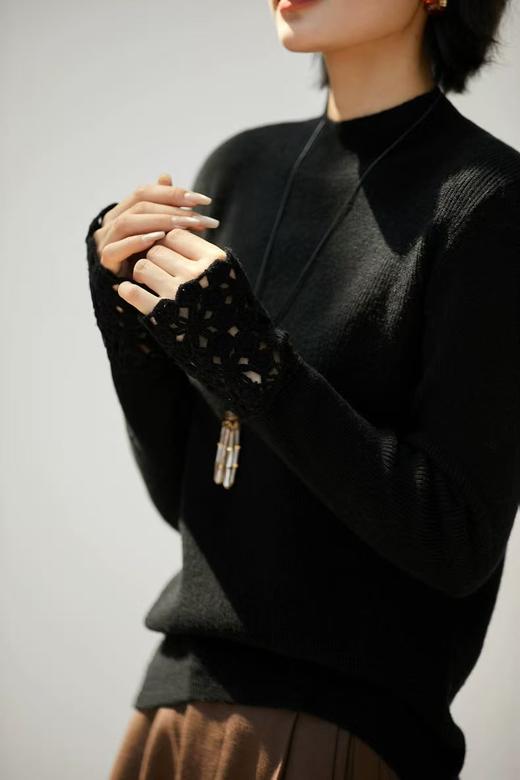 羊毛高定秀款C*HANEL同款半高领袖口镂空毛衫 商品图9