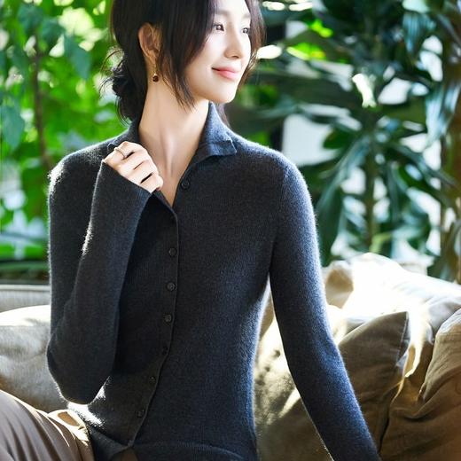 「自」全新升级【铂金会员183/天猫249/差价66】(11220)洛诗琳真丝羊绒混纺半高领毛衣2025冬季坑条显瘦纯色百搭针织开衫 商品图3