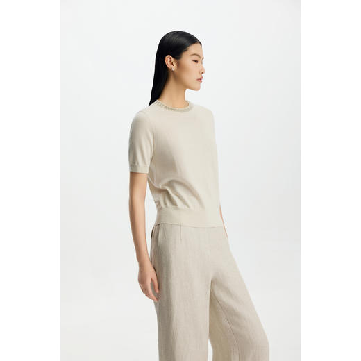 商场同款PURE TOUCH女装26春夏新款短袖针织衫羊毛混纺轻薄半袖T 商品图9