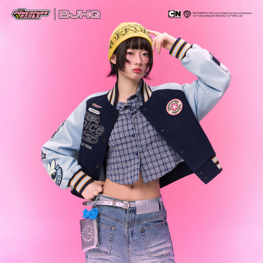 【飞天小女警联名】BJHG不计后果美式棒球服女款春季短款夹克外套 商品图0