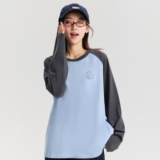 笛莎Deesha 2026年春季新款青少年大童初高中撞色插肩休闲长袖上衣T恤 商品图2