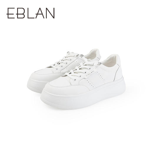 【上新】伊伴2026春季经典简约版型百搭厚底小白鞋B26186560 商品图4