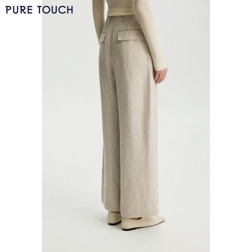 商场同款PURE TOUCH女装 26春夏新款亚麻直筒休闲裤高腰宽松长裤 商品图4