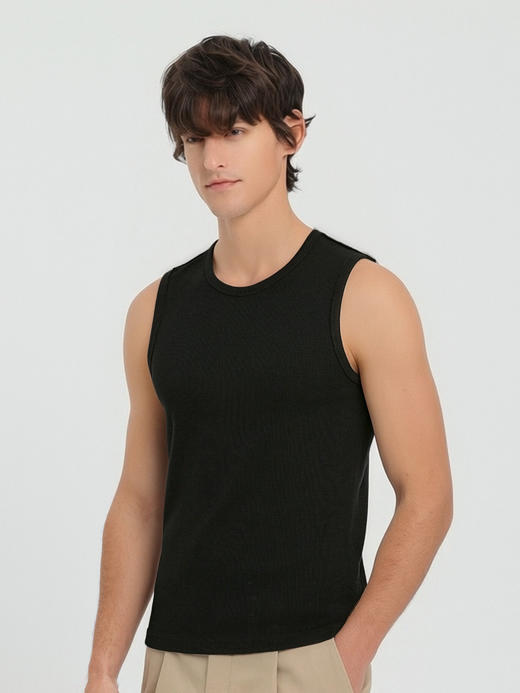 callisto黑色粘纤混纺无袖T恤 商品图3