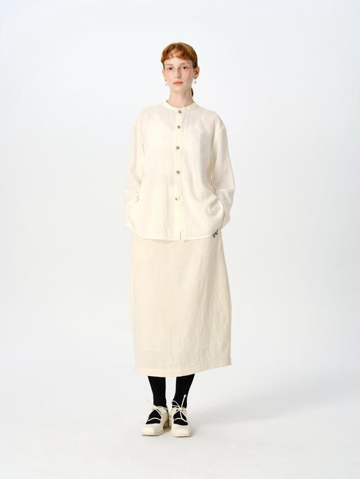 Renlisu 26SS 暮白色肌理丝棉长袖衬衫 商品图1