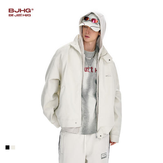 BJHG不计后果立领PU皮夹克外套男春季cleanfit简约宽松软皮皮衣女 商品图0