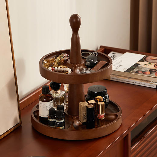 初心| 圆形双层果盘实木桃花芯木 商品图4