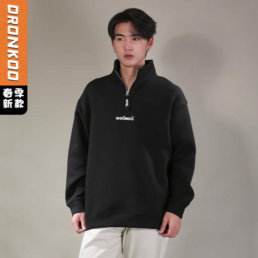 DRONKOO 2026 立领半拉链前中毛毡字母中厚卫衣 商品图0