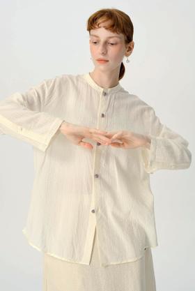 Renlisu 26SS 暮白色肌理丝棉长袖衬衫