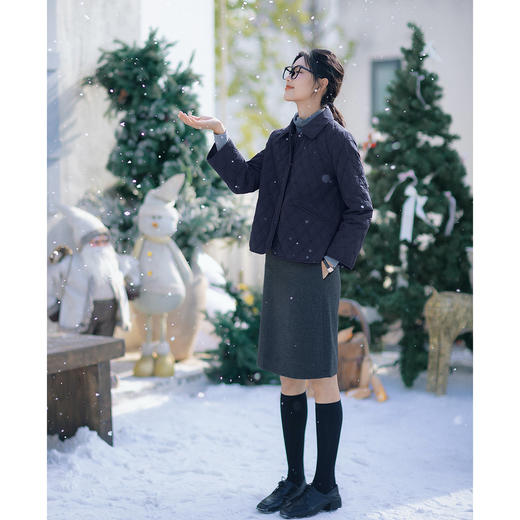 红念红色棉服女短款小个子宽松休闲2025冬季新款女装棉衣外套上衣 商品图2