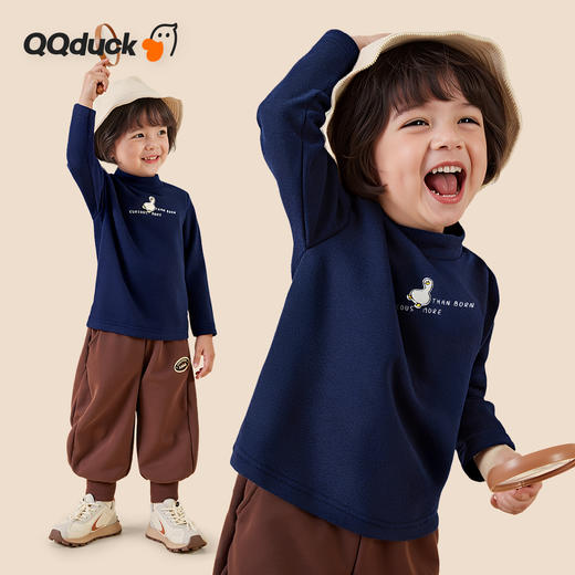 【加绒】【80-130】【可可鸭】儿童秋冬款加绒保暖打底衫 商品图0