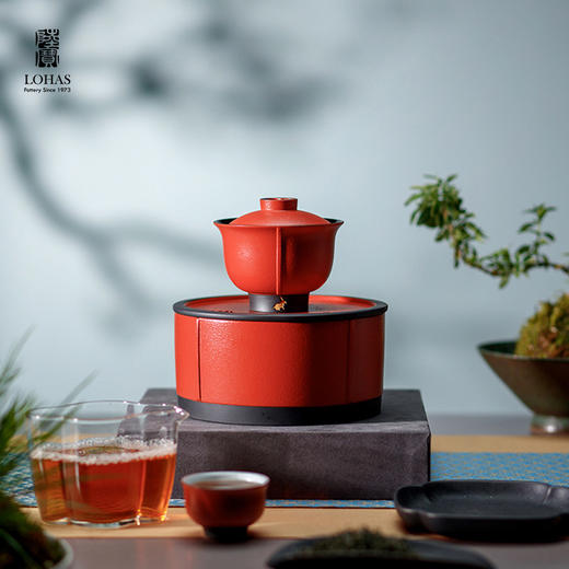 【彼达思】陆宝福照万家盖碗茶组高端喜庆富贵红陶瓷茶器 商品图2