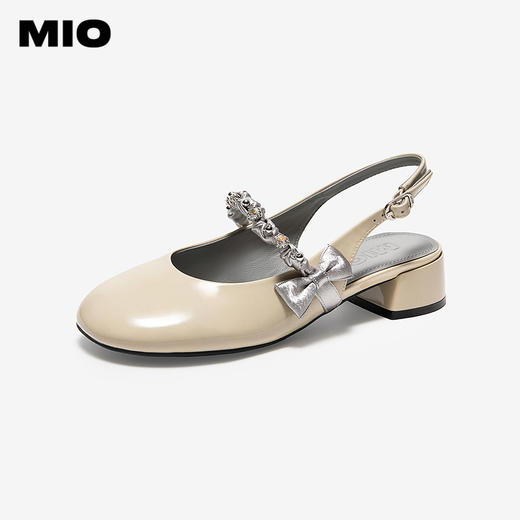 【上新】MIO米奥时装凉鞋女2026夏季新款蝴蝶结水钻纽带圆头后空中跟单鞋M262218631 商品图1