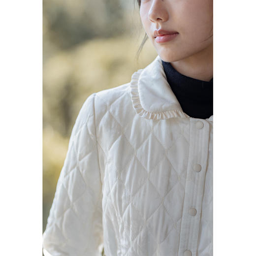 红念米白色棉服女短款小个子设计感2025冬季新款气质棉衣外套上衣 商品图3