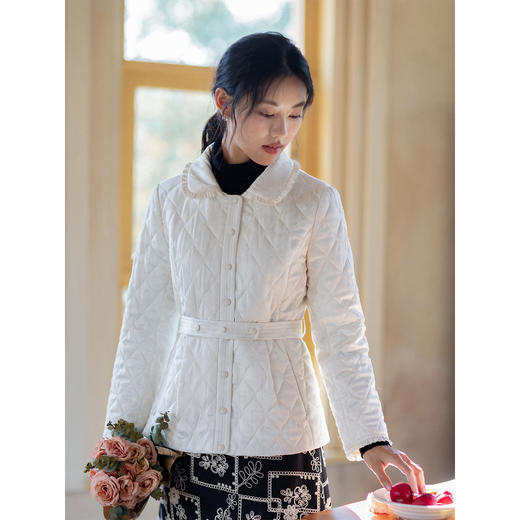 红念米白色棉服女短款小个子设计感2025冬季新款气质棉衣外套上衣 商品图0