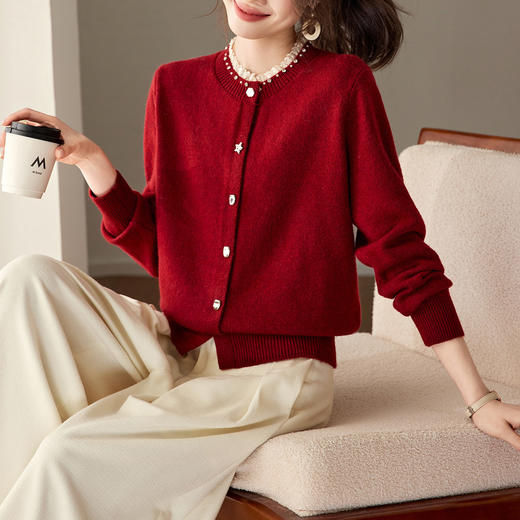 「自」全新升级【铂金会员192/天猫259/差价67】(74051)洛诗琳韩系蕾丝拼接针织上衣2026春季新款减龄显瘦针织开衫女 商品图1