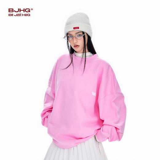 BJHG不计后果圆领情侣长袖T恤男款春季美式刺绣宽松基础款卫衣女 商品图4