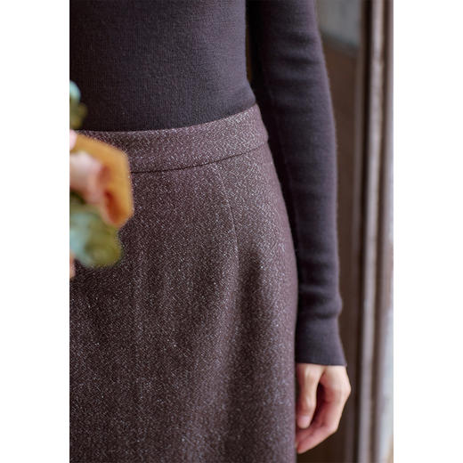 红念酒红色毛呢半身裙女中长款a字裙2025年冬季新款气质优雅裙子 商品图3