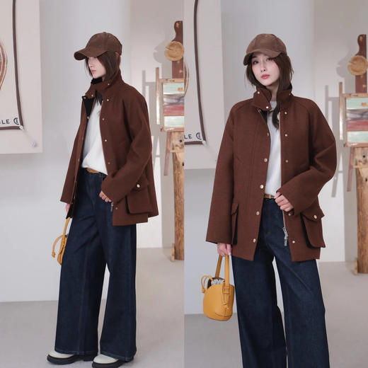 【高品质私服】【IC双面双色羊毛混纺提花中长大衣】富有肌理层次 手感特殊G1112-CC【无标出货 介意慎拍】 商品图8