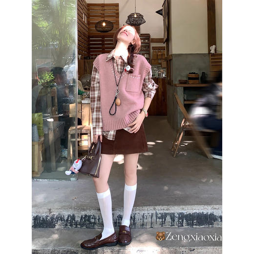 <曾小咸推荐>2.4现货秒杀 ！微信超特价！韩系复古格子衬衫 日常179.99 立减90 秒杀89.99！！粉色麻花毛衣  秒杀89.99！！ 商品图5