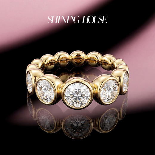 ShiningHouse[培育] 18k金钻石戒指 圆钻形1.5克拉钻人工真钻人造钻石K金戒指排钻戒指豪华钻石戒指悦己送礼臻选【此商品不支持7天无理由退货退款】预计3日发货 商品图3