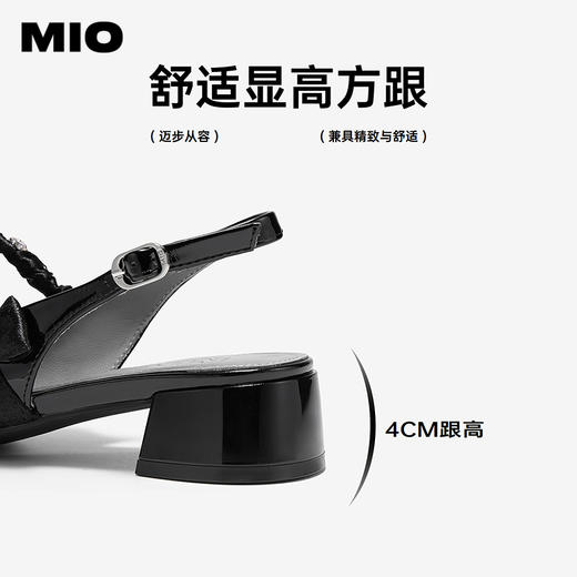 【上新】MIO米奥时装凉鞋女2026夏季新款蝴蝶结水钻纽带圆头后空中跟单鞋M262218631 商品图4