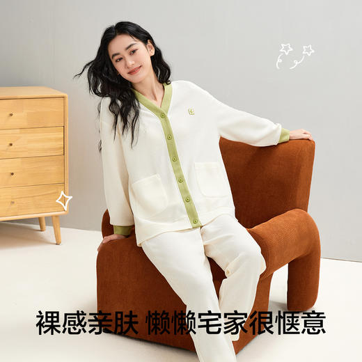 【清仓捡漏】【XL-2XL】【有棵树】女士华夫格开衫睡衣套装 商品图6