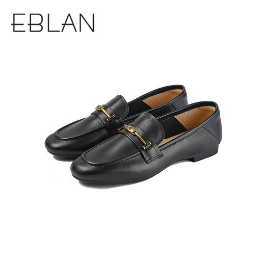 【上新】伊伴2026春季舒适超软羊皮通勤百搭低跟马衔扣乐福鞋B26169703 商品图4