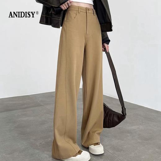 2026春装时尚高腰拉链垂感窄版直筒阔腿裤 商品图3