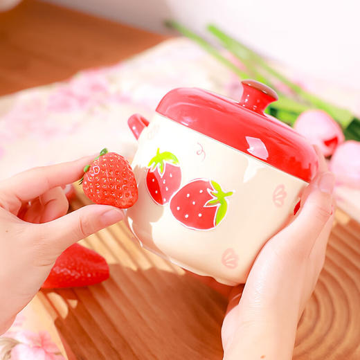 【手绘果趣双盖炖盅】蒸蛋羹燕窝专用陶瓷双盖炖盅隔水炖家用一人份婴儿小汤盅瓦罐 商品图6