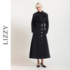 LIZZY 秋冬欧式复古手工盘花大翻领配可脱卸胸针绵羊毛长款大衣外套6372 商品缩略图0