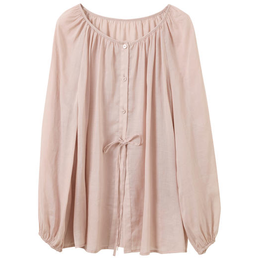 【莱赛尔苎麻】三彩2026春季新款两穿宽松衬衫小衫复古圆领衬衣M 商品图4