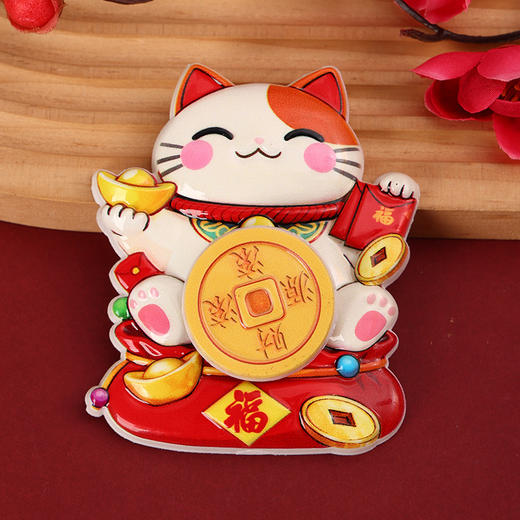 【MAYNOS可旋转财神冰箱贴】 招财猫+财神到招财进宝 3D立体浮雕可爱生动 磁吸设计稳固不留痕 商品图6