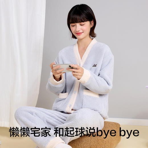 【M-XXL】【有棵树】女士冬款半边绒开衫家居服套装 商品图3