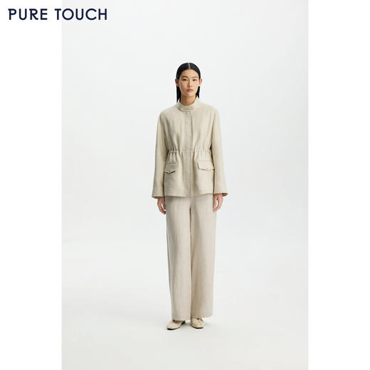 商场同款PURE TOUCH女装26春夏新款亚麻混纺短外套H型可收腰夹克 商品图3