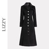 LIZZY 秋冬欧式手工盘花胸针侧开叉撞色扣绵羊毛长款大衣外套6364 商品缩略图4
