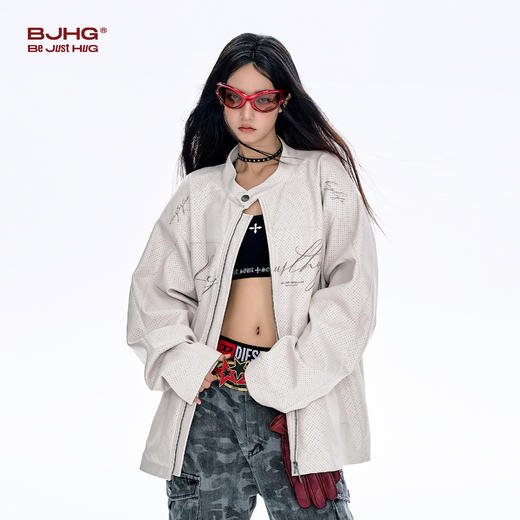 BJHG不计后果皮衣外套男款痞帅高级感春季潮机车服立领夹克女 商品图2