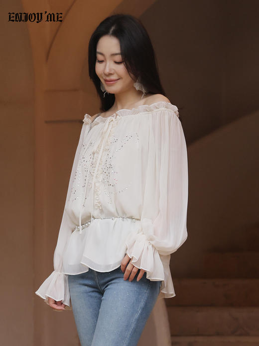 【门店同款】ENJOY春季“柔光芳序”精致烫钻上衣 169602082 商品图1