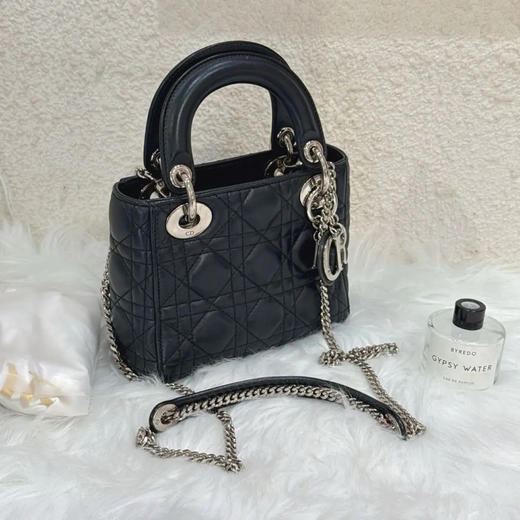 Dior 黑银 三格 羊皮 戴妃 斜挎包 商品图0