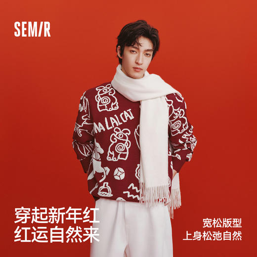 森柔|商场同款森马国博衍艺联名系列毛衫男春季提花毛衣2026新款 商品图1
