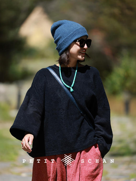 Petit Schan小闪 CLO#1035 More powerful 青出于蓝 骆驼绒羊绒圈纱手工染套头卫衣 商品图1