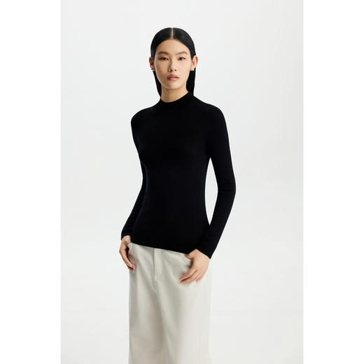 PURE TOUCH女装26春夏新款半高圆领打底衫羊毛弹力修身内搭针织衫 商品图5